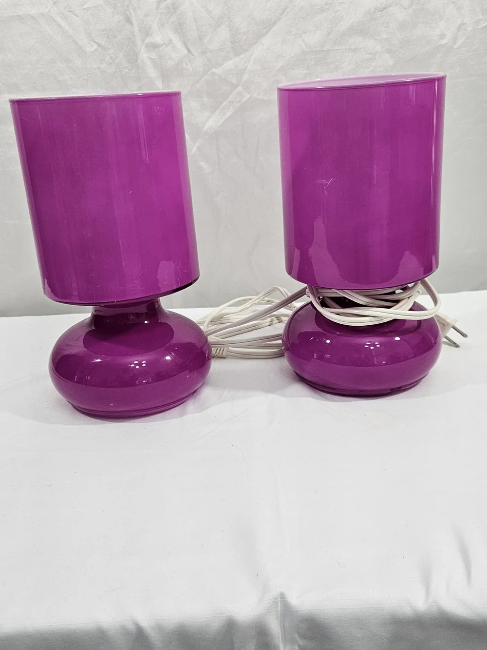 Vintage Retro IKEA Glossy Purple Pair of Table Lamps Pair. #110